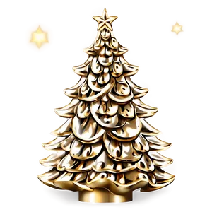 Elegant Gold Christmas Tree Aesthetic Png Jju36 PNG Image