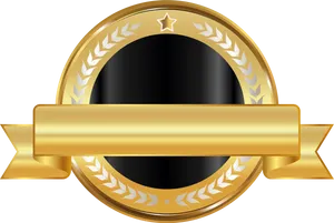 Elegant Gold Circle Badge Design PNG Image