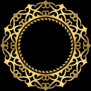 Elegant Gold Circle Frame PNG