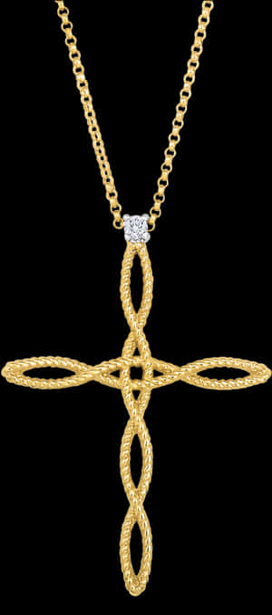 Elegant Gold Cross Pendant Necklace PNG image with transparent background