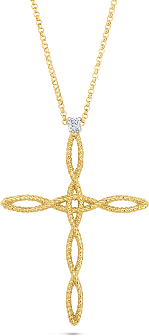 Elegant Gold Cross Pendant Necklace PNG Image