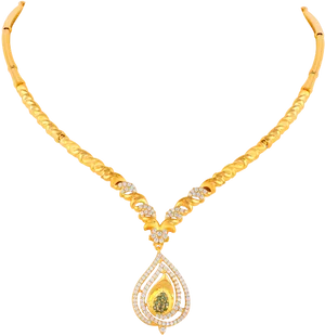 Elegant Gold Diamond Pendant Necklace PNG Image