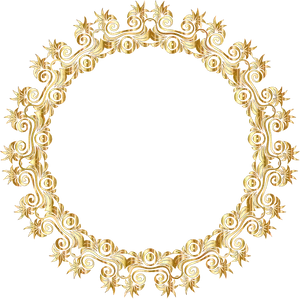 Elegant Gold Floral Circle Frame PNG Image