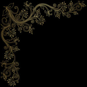 Elegant Gold Floral Corner Design PNG