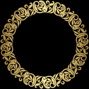 Elegant Gold Floral Frame PNG