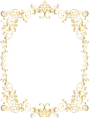 Elegant Gold Floral Frame PNG Image