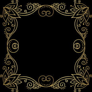 Elegant Gold Floral Frame PNG