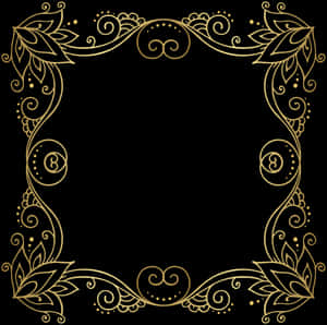 Elegant Gold Floral Frame PNG