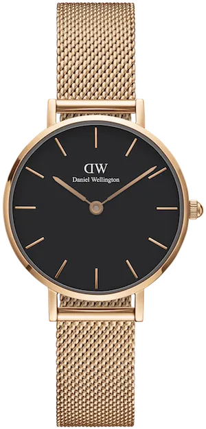 Elegant Gold Mesh Wristwatch Daniel Wellington PNG Image