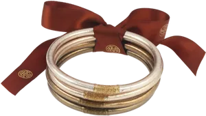 Elegant Gold Silver Bangleswith Ribbon PNG Image