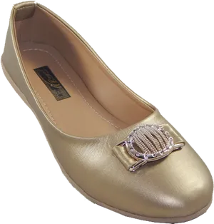 Elegant Golden Ballet Flat Ladies Chappal PNG Image