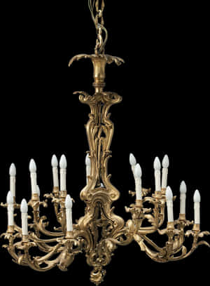 Elegant Golden Chandelier PNG image with transparent background
