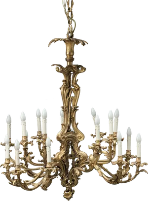 Elegant Golden Chandelier PNG Image