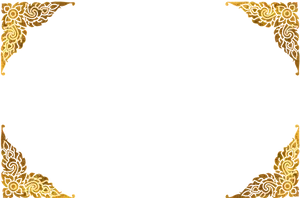 Elegant Golden Floral Corner Border PNG Image