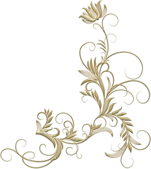 Elegant Golden Floral Designon Black PNG Image