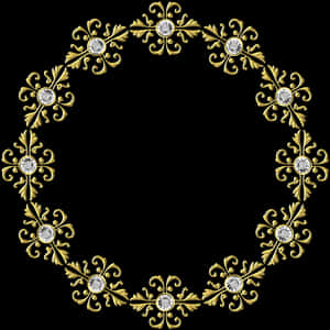 Elegant Golden Floral Frame PNG