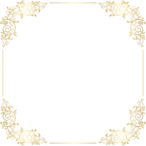 Elegant Golden Floral Frame PNG Image