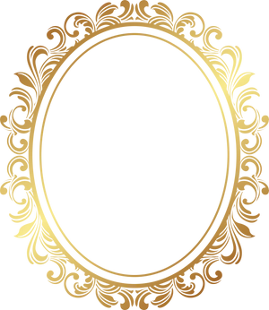 Elegant Golden Floral Frame PNG Image