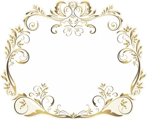 Elegant Golden Floral Frame PNG Image