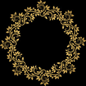 Elegant Golden Floral Frame PNG