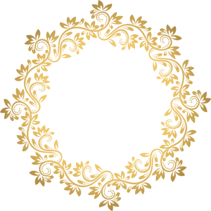 Elegant Golden Floral Frame PNG Image