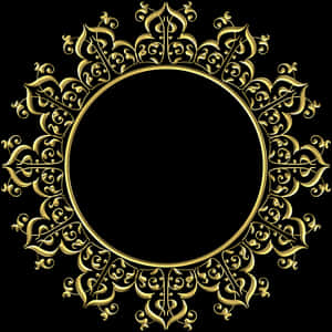 Elegant Golden Floral Frame PNG