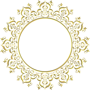 Elegant Golden Floral Frame PNG Image