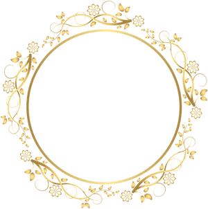 Elegant Golden Floral Frame PNG Image