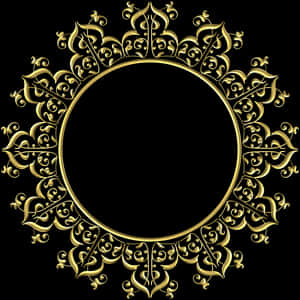 Elegant Golden Floral Frame PNG