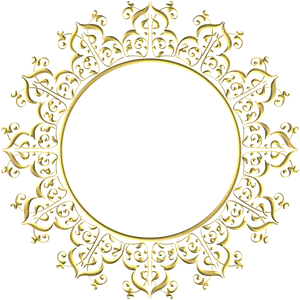 Elegant Golden Floral Frame PNG Image