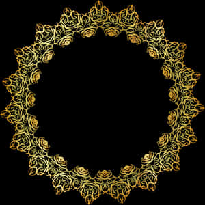 Elegant Golden Floral Frame PNG