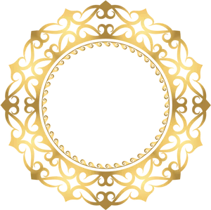 Elegant Golden Floral Frame PNG Image