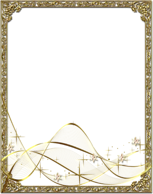 Elegant Golden Framewith Sparkles PNG Image