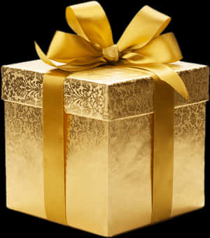 Elegant Golden Gift Box PNG with transparent background