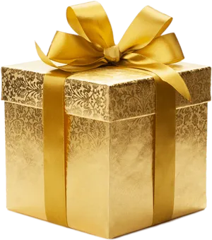 Elegant Golden Gift Box PNG Image