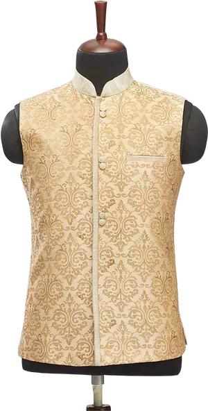 Elegant Golden Kurta Vest PNG Image