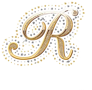 Elegant Golden Letter R Snowflake Design PNG Image