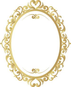 Elegant Golden Oval Frame PNG Image