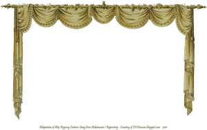 Elegant Golden Regency Curtains Design PNG image with transparent background