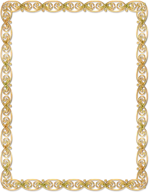 Elegant Golden Scroll Certificate Border PNG Image