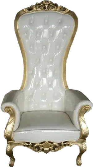 Elegant Golden Trimmed Throne Chair PNG Image