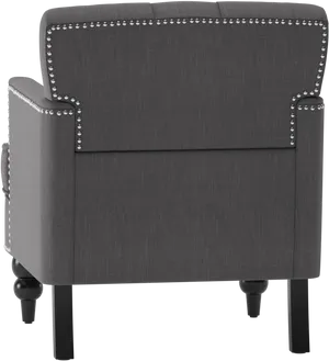 Elegant Gray Accent Chairwith Nailhead Trim PNG Image