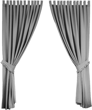Elegant Gray Curtains Tied Back PNG image with transparent background