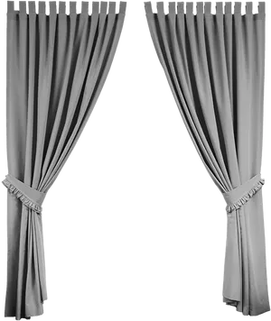 Elegant Gray Curtains Tied Back PNG Image