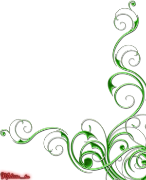 Elegant Green Floral Border Design PNG Image