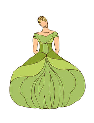 Elegant Green Gown Illustration PNG image with transparent background