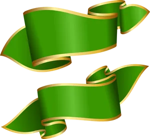 Elegant Green Ribbon Banner PNG Image