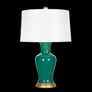 Elegant Green Table Lamp PNG image with transparent background