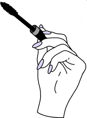 Elegant Hand Holding Mascara Illustration PNG Image