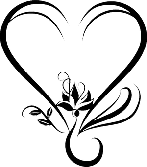 Elegant Heart Floral Design Clipart PNG Image